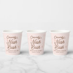 Roze Retro Sterren Nash Bash Bachelorette Papieren Bekers<br><div class="desc">Personaliseer deze blush roze en bruine papieren bekers met de bruid om zijn naam en evenementinfo zoals "bachelorette weekend" plus een locatie of datum en zet ze op de plaats instellingen, vul met lekkernijen, of versier de bar en start de Nash Bash rechts. Kitchy retro westerne geïnspireerde sterren en tekst...</div>