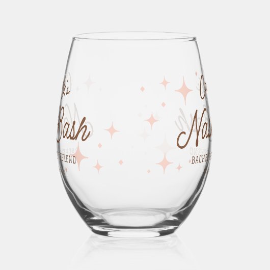 Roze Retro Sterren Nash Bash Bachelorette Wijnglas Zonder Voet (Rechts)