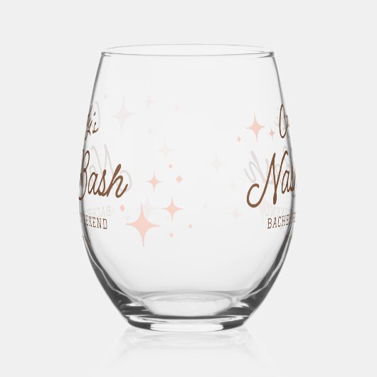 Roze Retro Sterren Nash Bash Bachelorette Wijnglas Zonder Voet (Links)