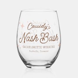Roze Retro Sterren Nash Bash Meidenavakantie Wijnglas Zonder Voet