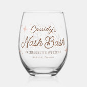 Roze Retro Sterren Nash Bash Meisjesuitje Wijnglas Zonder Voet (Voorkant)