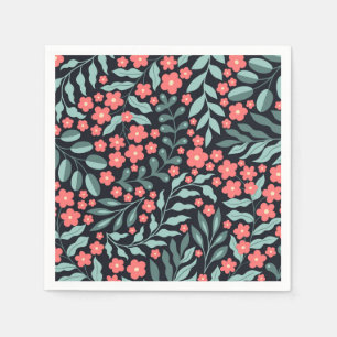 Roze retro stijl bloeiende bloemen in Nordic stijl Servet