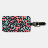 Roze retro stijl bloeiende bloemen in Scandinavisc Bagagelabel (Voorkant horizontaal)