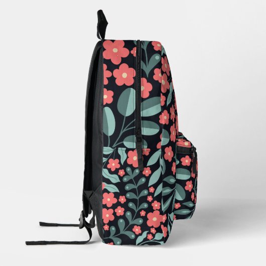 Roze retro stijl bloeiende bloemen in Scandinavisc Bedrukte Rugzak (Links)