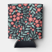 Roze retro stijl bloeiende bloemen in Scandinavisc Blikjeskoeler (Voorkant)