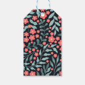 Roze retro stijl bloeiende bloemen in Scandinavisc Cadeaulabel (Voorkant)