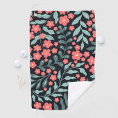 Roze retro stijl bloeiende bloemen in Scandinavisc Golfhanddoek (Insitu)