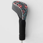 Roze retro stijl bloeiende bloemen in Scandinavisc Golfheadcover (Schuin)