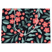 Roze retro stijl bloeiende bloemen in Scandinavisc Groot Cadeauzakje (Voorkant)