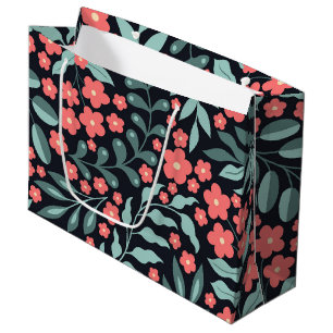 Roze retro stijl bloeiende bloemen in Scandinavisc Groot Cadeauzakje