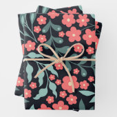 Roze retro stijl bloeiende bloemen in Scandinavisc Inpakpapier Vel (In situ)