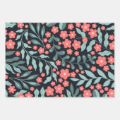 Roze retro stijl bloeiende bloemen in Scandinavisc Inpakpapier Vel (Voorkant)