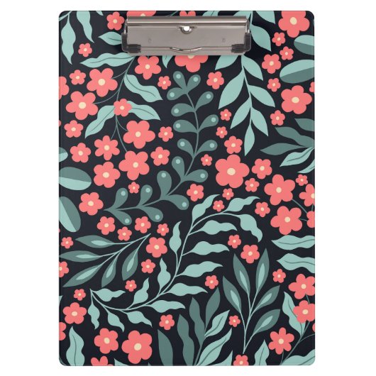 Roze retro stijl bloeiende bloemen in Scandinavisc Klembord (Voorkant)
