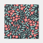 Roze retro stijl bloeiende bloemen in Scandinavisc Magneet (Voorkant)