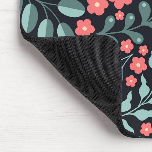 Roze retro stijl bloeiende bloemen in Scandinavisc Muismat (Hoek)