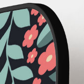 Roze retro stijl bloeiende bloemen in Scandinavisc Pickleball Paddle (Links Detail)