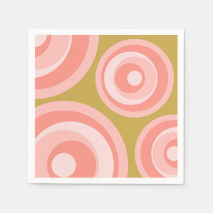 Roze retro stijl cirkels op groene achtergrond servet