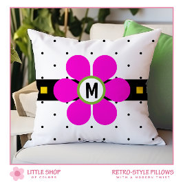 Roze Retro Stijl Flower Power Kussen