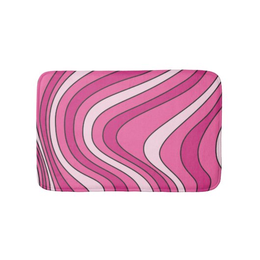 Roze retro stijl golven badmat (Voorkant)