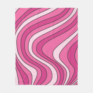 Roze retro stijl golven fleece deken