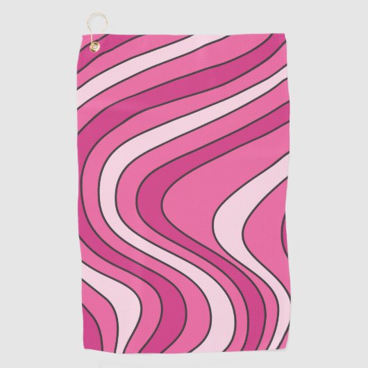 Roze retro stijl golven golfhanddoek (Voorkant)