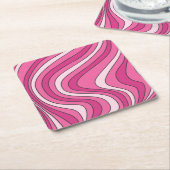 Roze retro stijl golven kartonnen onderzetters (Schuin)