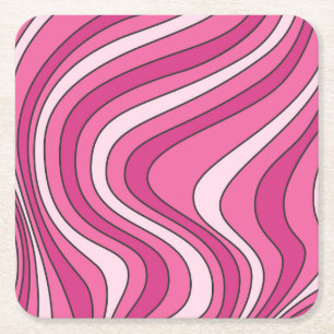 Roze retro stijl golven kartonnen onderzetters