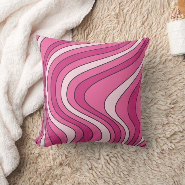 Roze retro stijl golven kussen (Deken)