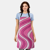 Roze retro stijl golven schort (Gedragen)