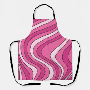 Roze retro stijl golven schort