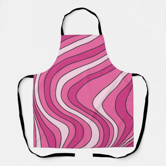 Roze retro stijl golven schort (Voorkant)