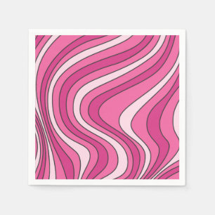 Roze retro stijl golven servet