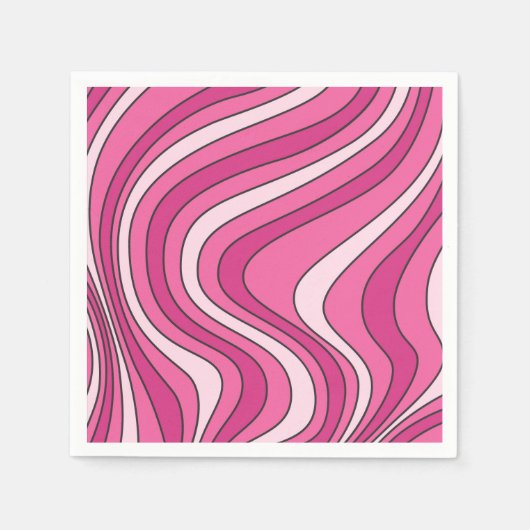 Roze retro stijl golven servet (Voorkant)