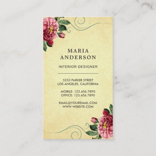 Roze Retro Stoel Meubelwinkel Interieurontwerper Visitekaartje (Achterkant)