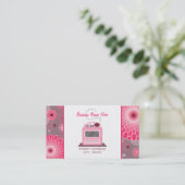 Roze Retro Stove Flowers & Stippen Chef Caterer Visitekaartje (Staand voorkant)