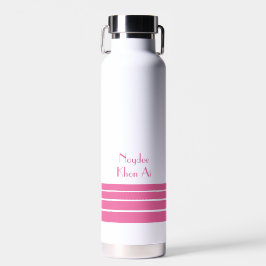 Roze Retro Strepen en Minimalistische Tekst Waterfles