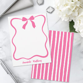 Roze Retro Strik Geschenkband Gegolfde Rand Persoo Notitiekaartje