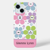 Roze Retro-Style Flower Power Monogram Case-Mate iPhone Case (Achterkant)