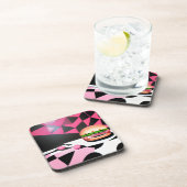 Roze Retro Style Hamburger Bier Onderzetter (Rechterzijde)