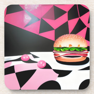 Roze Retro Style Hamburger Bier Onderzetter