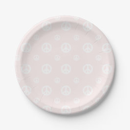 Roze Retro Surf Hippie Vredesteken Verjaardag Papieren Bordje