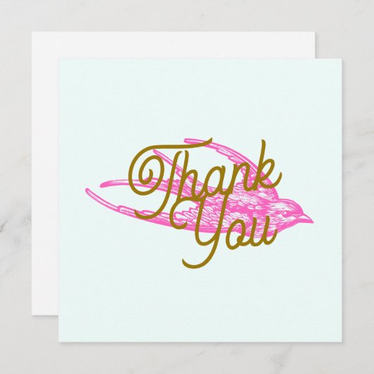 Roze Retro Swallow Bedankt (Voorkant / Achterkant)