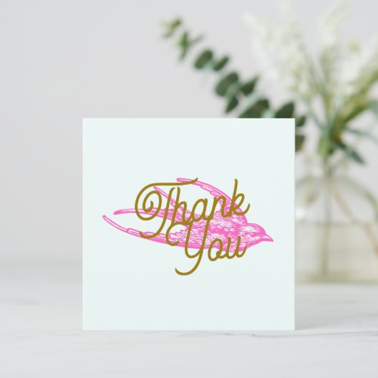 Roze Retro Swallow Bedankt (Staand voorkant)