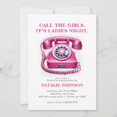 Roze Retro Telefoon Bel de Meisjes Bachelorette Pa Kaart (Voorkant)