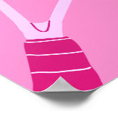 Roze Retro Tennis Harde Baan Ster Aangepaste Handt Poster (Hoek)