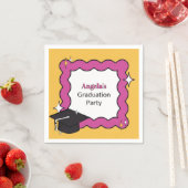 Roze retro trendy kronkelende golvende afstudeerfe servet (Insitu)