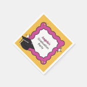 Roze retro trendy kronkelende golvende afstudeerfe servet (Hoek)