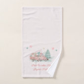 Roze Retro Truck Waterverf kerstboom Bad Handdoek (Handdoek)