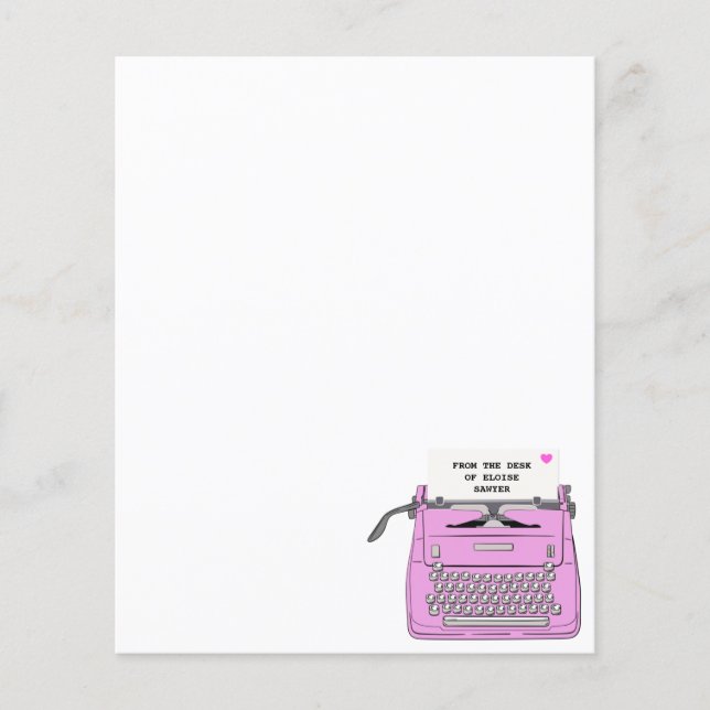 Roze Retro  typemachine desktop, aangepast (Voorkant)