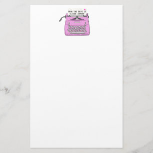 Roze Retro  typemachine desktop, aangepast Briefpapier